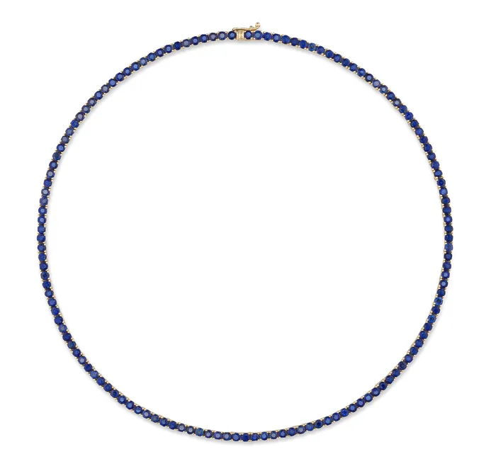 Necklaces RACHEL LYNN CHICAGO 14 Karat Yellow Gold Natural Blue Sapphire Tennis Necklace Necklaces RACHEL LYNN CHICAGO 14 Karat Yellow Gold Natural Blue Sapphire Tennis Necklace