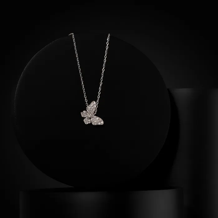 Necklaces RACHEL LYNN CHICAGO 18 Karat White Gold Diamond Butterfly Pendant Necklace Necklaces RACHEL LYNN CHICAGO 18 Karat White Gold Diamond Butterfly Pendant Necklace
