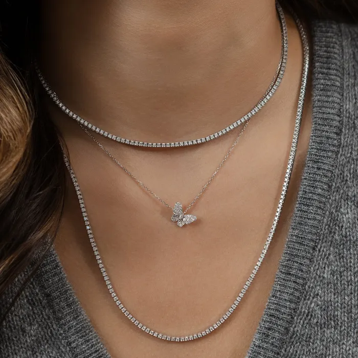 Necklaces RACHEL LYNN CHICAGO 18 Karat White Gold Diamond Butterfly Pendant Necklace