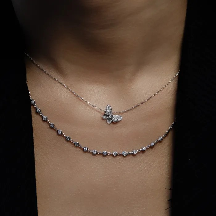 Necklaces RACHEL LYNN CHICAGO 18 Karat White Gold Diamond Butterfly Pendant Necklace