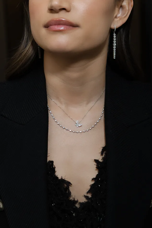 Necklaces RACHEL LYNN CHICAGO 18 Karat White Gold Diamond Butterfly Pendant Necklace