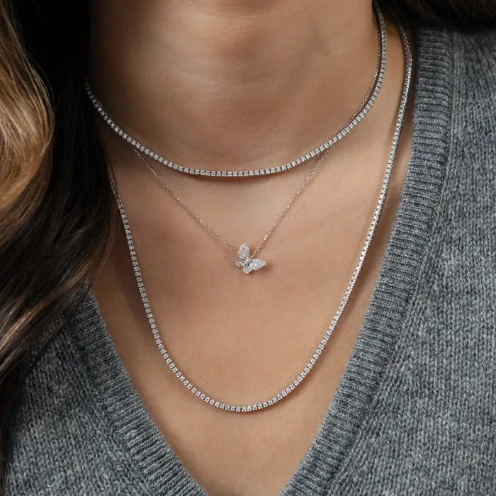 Necklaces RACHEL LYNN CHICAGO 18 Karat White Gold Diamond Butterfly Pendant Necklace