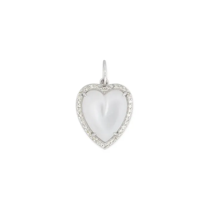 Necklaces RACHEL LYNN CHICAGO White Gold Diamond and Mother of Pearl Chubby Heart Charm Necklaces RACHEL LYNN CHICAGO White Gold Diamond and Mother of Pearl Chubby Heart Charm