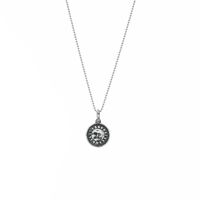 Necklaces Tiger Mountain Sun and Moon Coin Pendant Double Sided Necklace in Silver Necklaces Tiger Mountain Sun and Moon Coin Pendant Double Sided Necklace in Silver