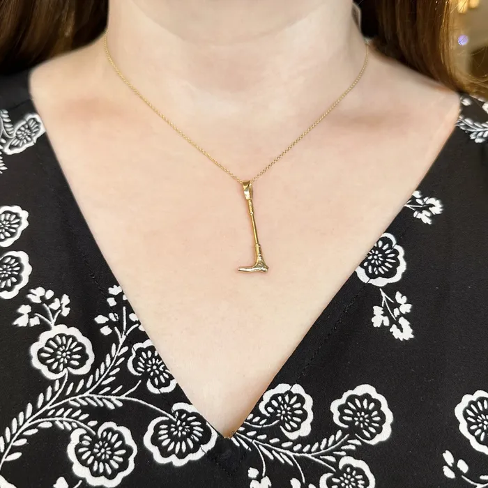 Necklaces Vollman The Rosenthal Bee 14k Yellow Gold Riding Crop Charm Pendant