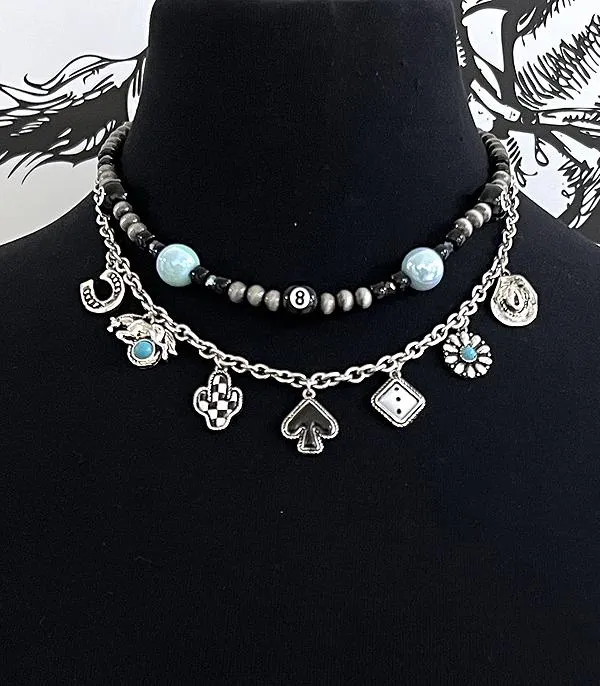 Necklaces YKT Western Charm Necklace Spade Center Two In One Multi
