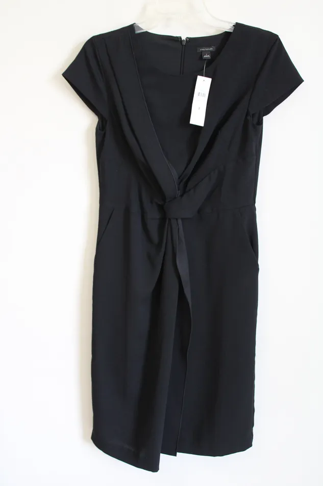 NEW Ann Taylor Black Twist Front Dress 2 Ann Taylor LOFT Rings