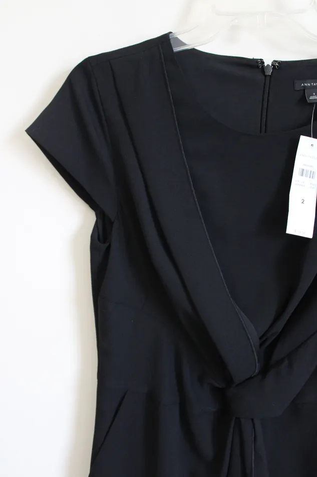 NEW Ann Taylor Black Twist Front Dress 2 Ann Taylor LOFT Rings