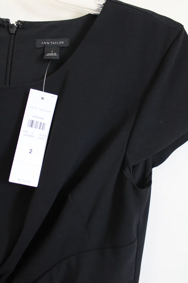 NEW Ann Taylor Black Twist Front Dress 2 Ann Taylor LOFT Rings