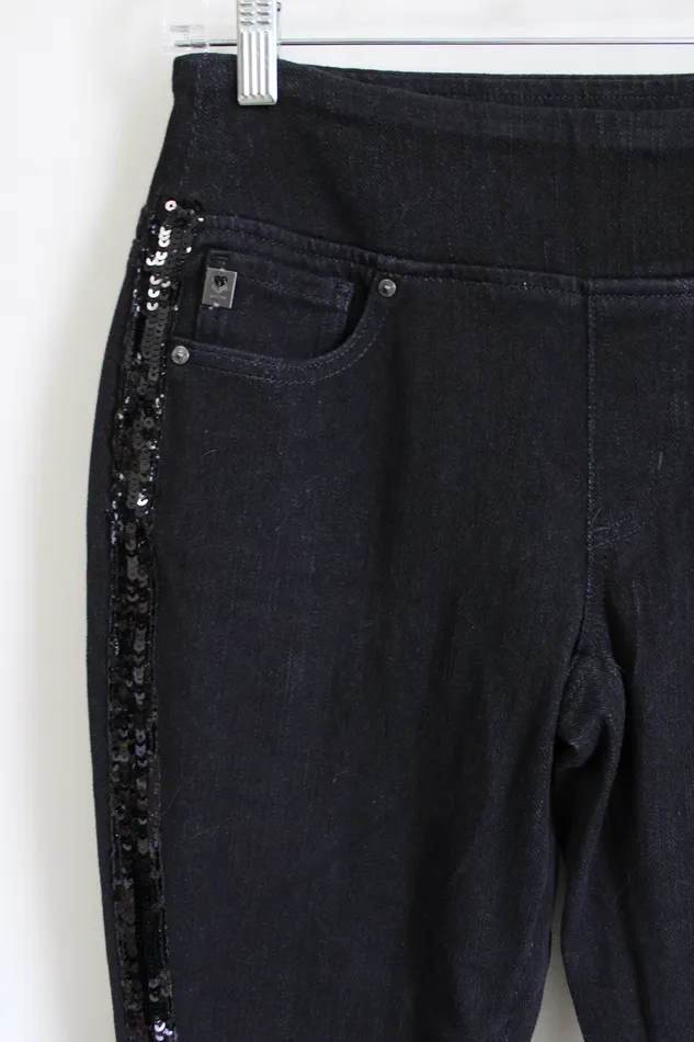 NEW Belle Kim Gravel Black Sequined Capri 6 Petite Kim Gravel Rings