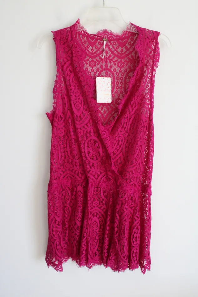 NEW Free People Bright Orchid Pink Lace Mini Dress S Free People Earrings