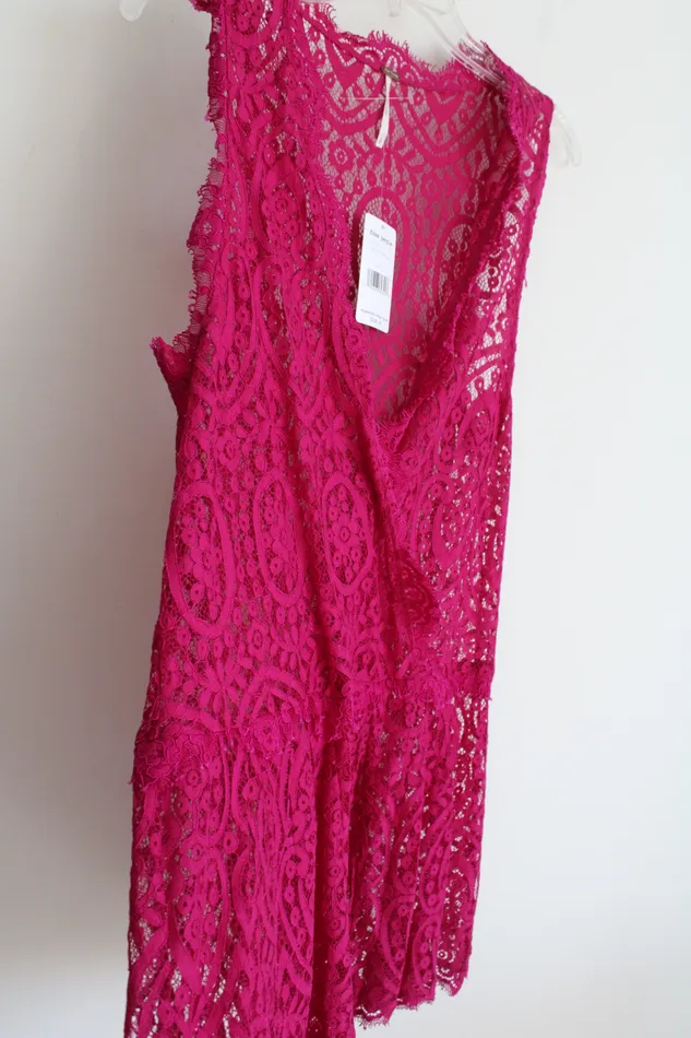 NEW Free People Bright Orchid Pink Lace Mini Dress S Free People Earrings