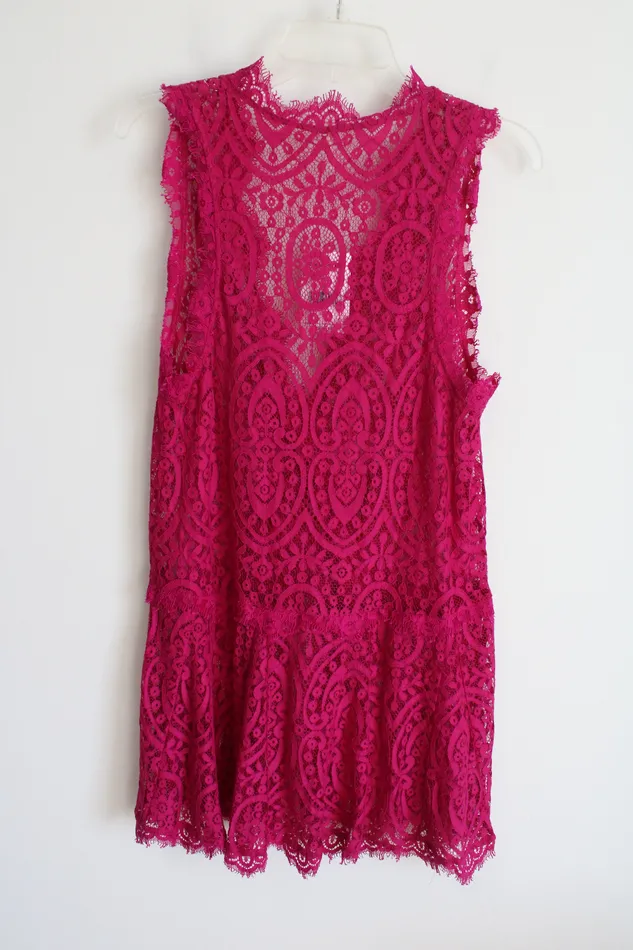 NEW Free People Bright Orchid Pink Lace Mini Dress S Free People Earrings