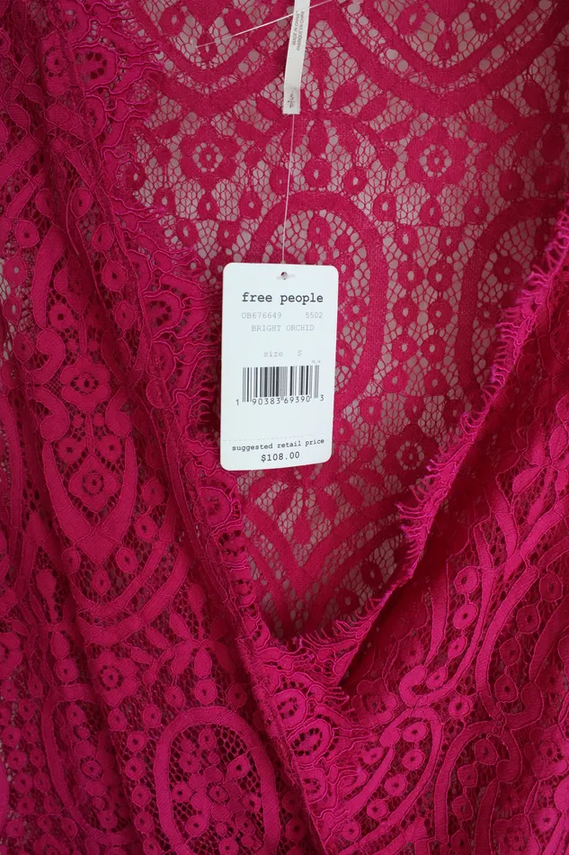 NEW Free People Bright Orchid Pink Lace Mini Dress S Free People Earrings