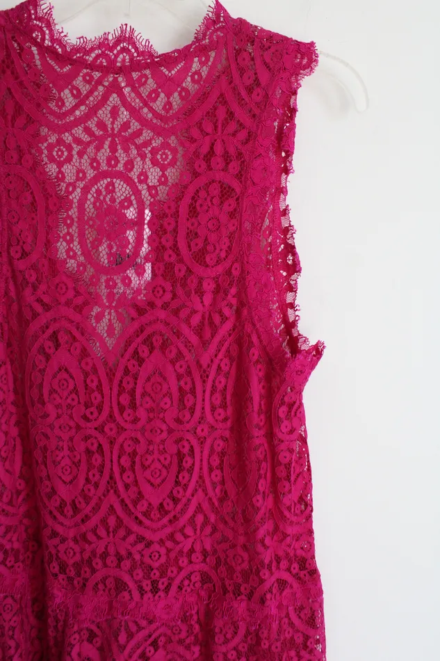 NEW Free People Bright Orchid Pink Lace Mini Dress S Free People Earrings