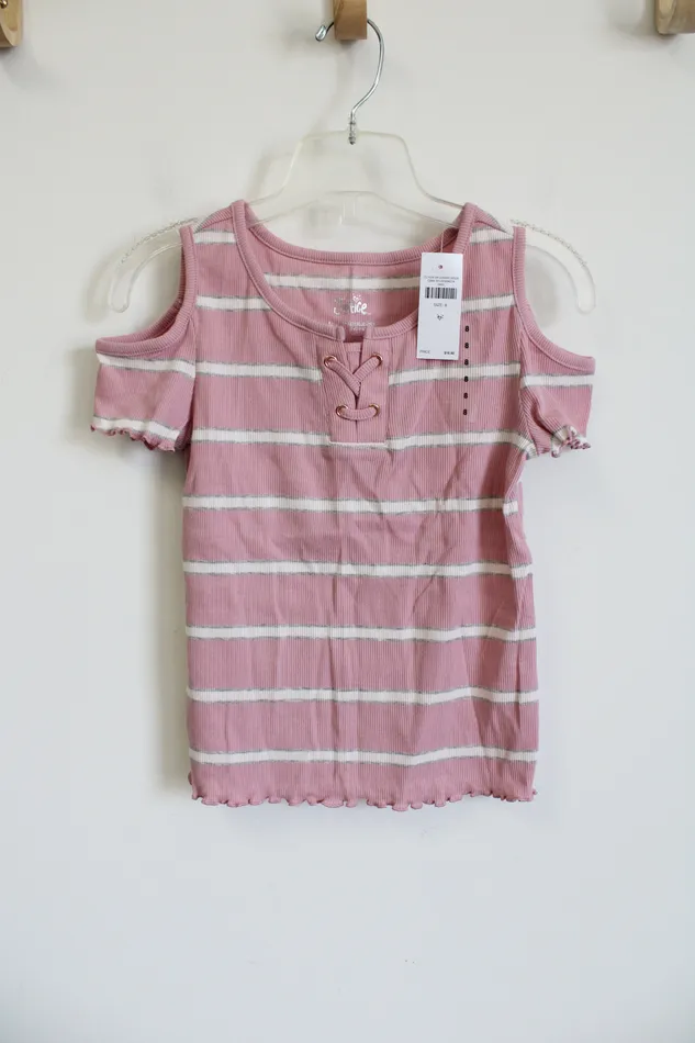 NEW Justice Tank Top Pink Stripped Shirt 8 Justice Earrings