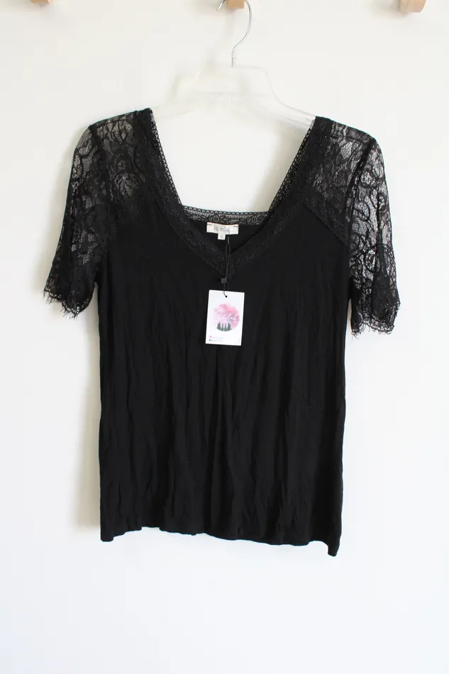 NEW La Miel Black Lace Sleeved Top La Miel Rings