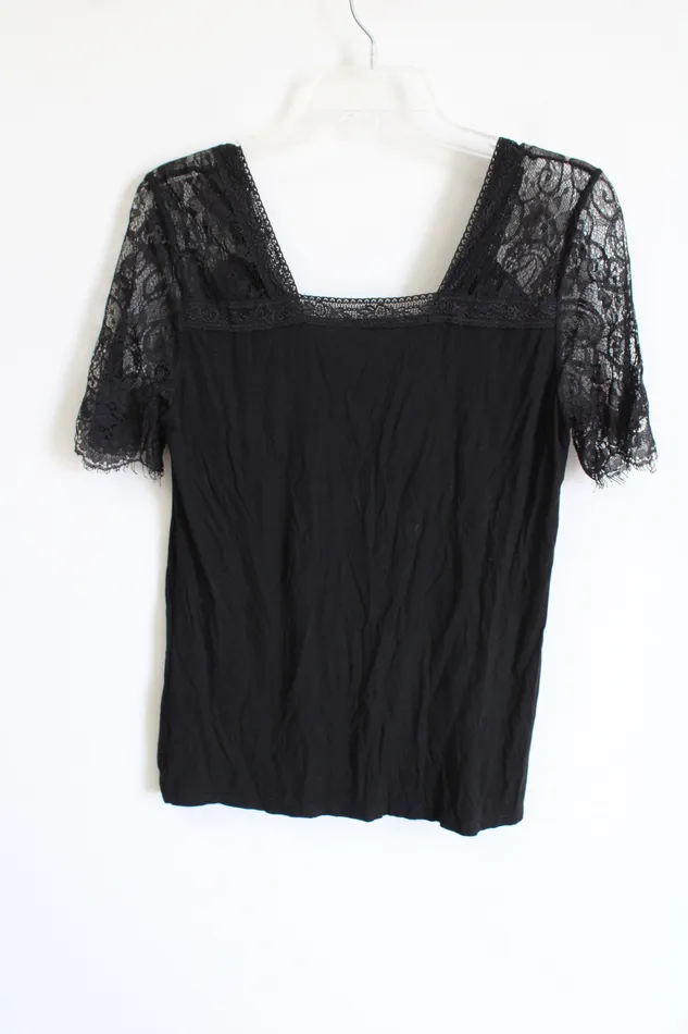 NEW La Miel Black Lace Sleeved Top La Miel Rings