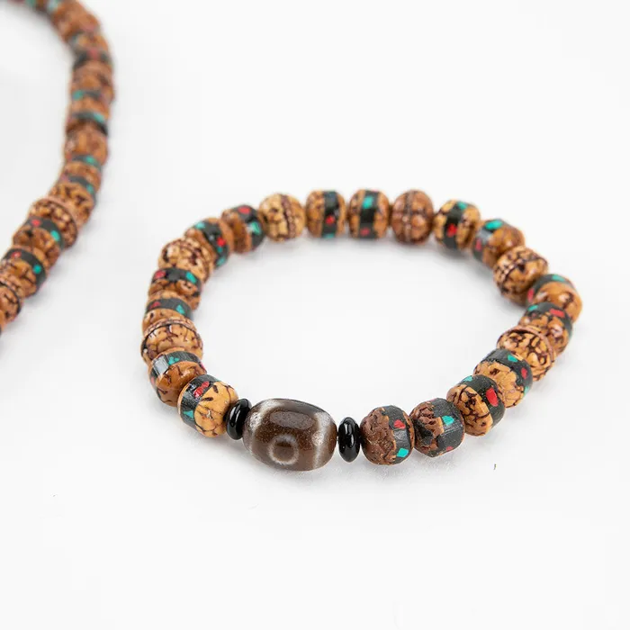 Nirvana Mala Bracelets Inlaid Rudraksha Turquoise Mala and Bracelet
