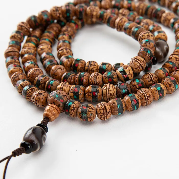 Nirvana Mala Bracelets Inlaid Rudraksha Turquoise Mala and Bracelet