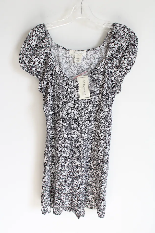No Comment Rings NEW No Comment Black White Floral Button Down Puff Sleeve Dress M No Comment Rings NEW No Comment Black White Floral Button Down Puff Sleeve Dress M
