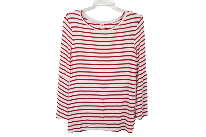 Old Navy Old Navy Red White Striped Rib Top M Rings