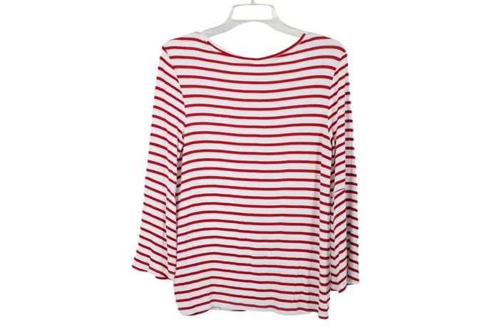 Old Navy Old Navy Red White Striped Rib Top M Rings