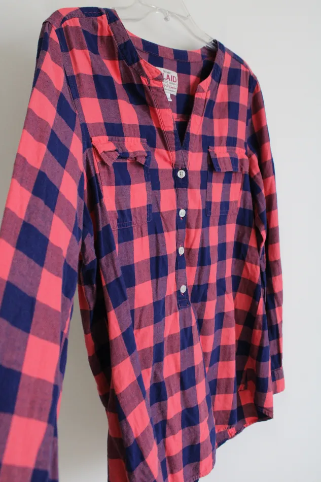 Old Navy Rings Old Navy Pink Blue Plaid Shirt S