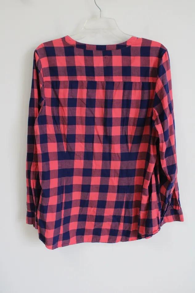 Old Navy Rings Old Navy Pink Blue Plaid Shirt S