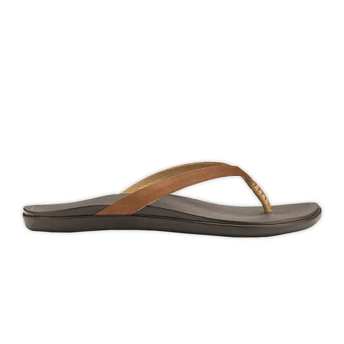 OluKai Womens Hoopio Leather Sandals SaharaDark Java OLUKAI Earrings