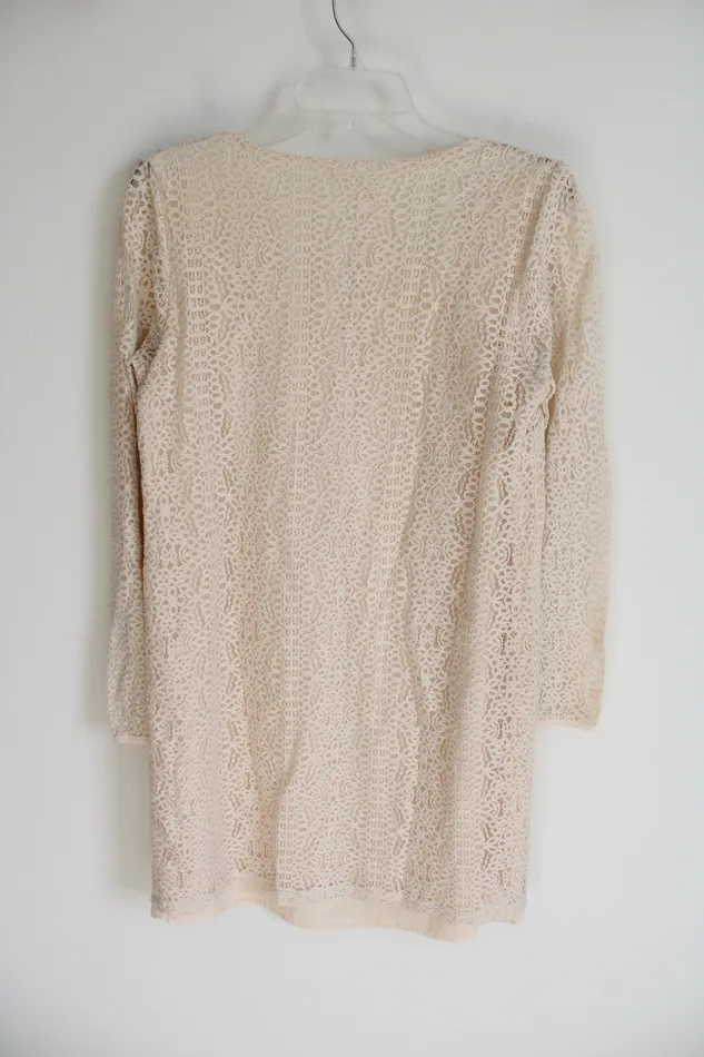 One Clothing Earrings One Clothing Tan Lace Long Sleeved Dress M