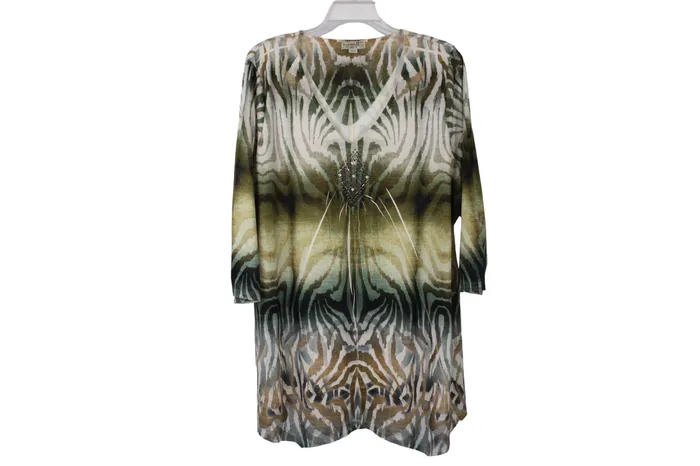One World Green Tunic Top 1X One World Earrings