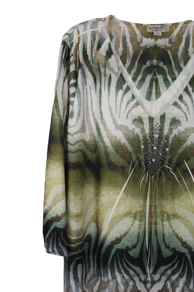 One World Green Tunic Top 1X One World Earrings