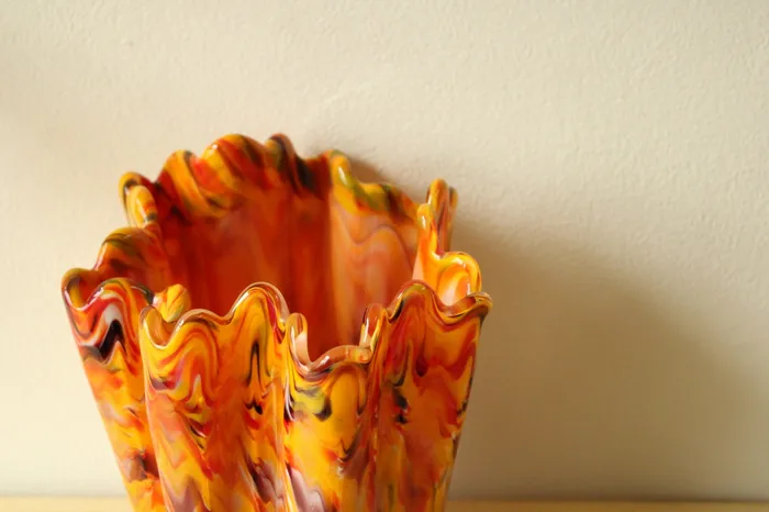 Orange Red Yellow Hand Blown Vase Jubilee Thrift Earrings