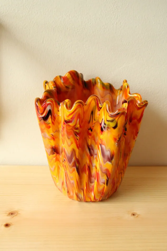 Orange Red Yellow Hand Blown Vase Jubilee Thrift Earrings