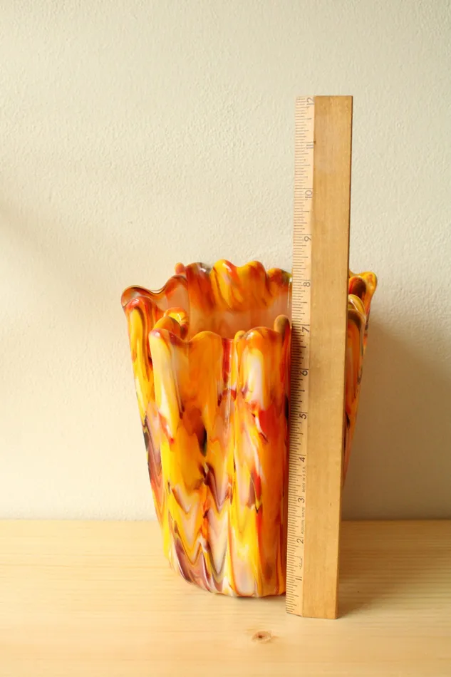 Orange Red Yellow Hand Blown Vase Jubilee Thrift Earrings