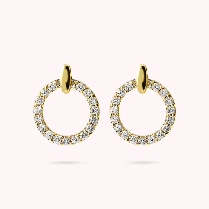 Orecchini Cerchi a Lobo Golden in Cubic Zirconia Bronzallure Earrings