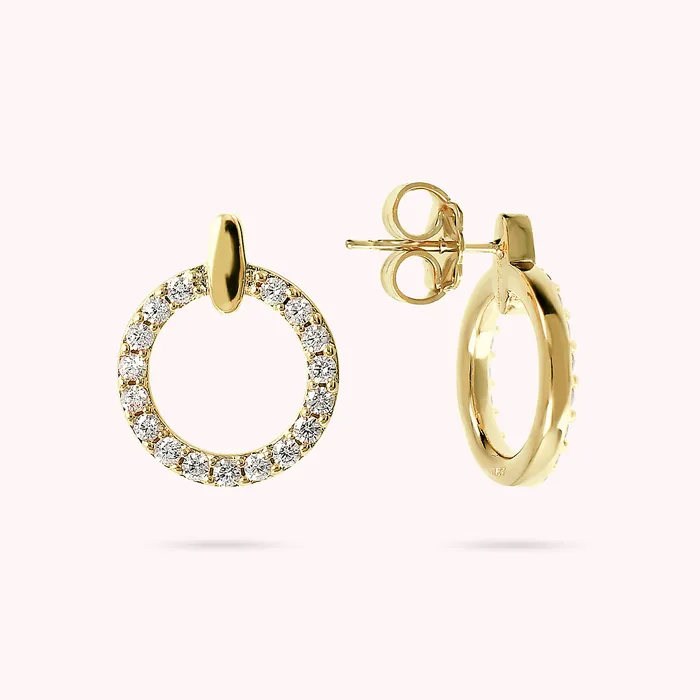 Orecchini Cerchi a Lobo Golden in Cubic Zirconia Bronzallure Earrings