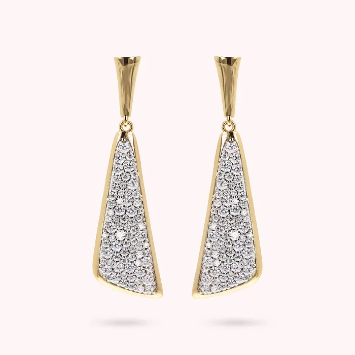 Orecchini Pendenti a Vela Golden con Pav in Cubic Zirconia Bronzallure Earrings