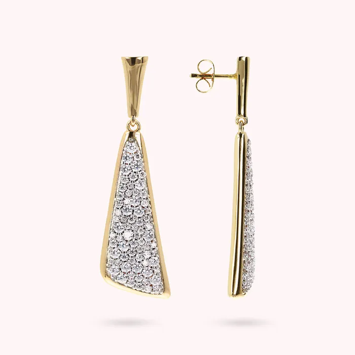 Orecchini Pendenti a Vela Golden con Pav in Cubic Zirconia Bronzallure Earrings
