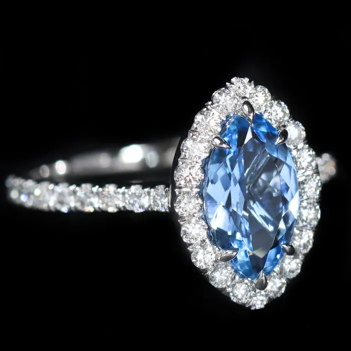OTC 14K White Gold 110 Carat Aquamarine Diamond Ring Rings