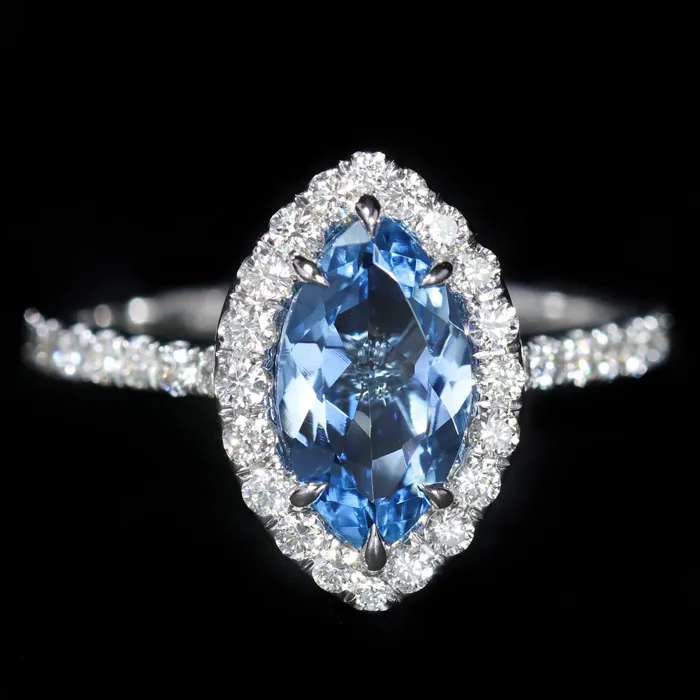 OTC 14K White Gold 110 Carat Aquamarine Diamond Ring Rings