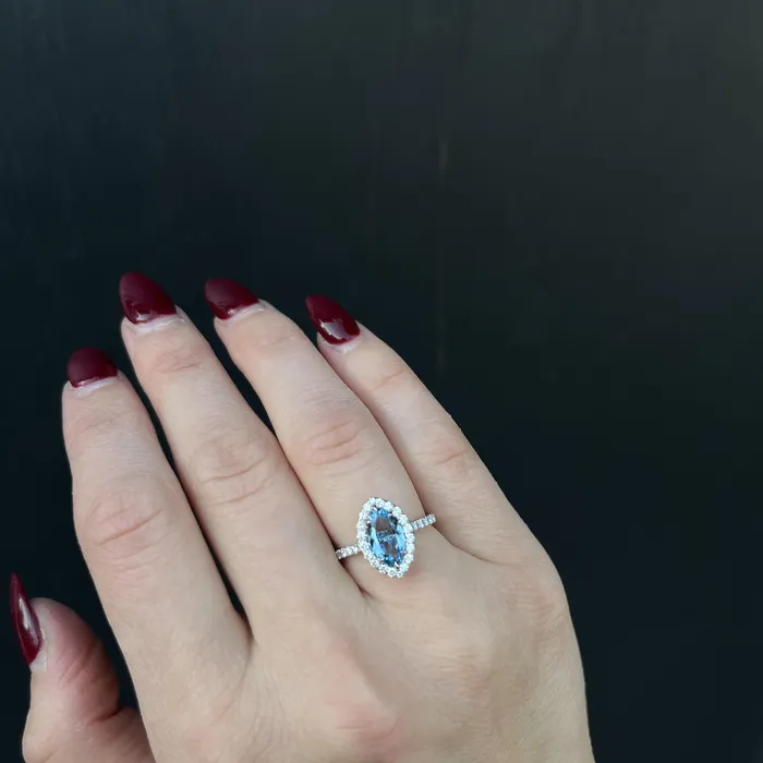 OTC 14K White Gold 110 Carat Aquamarine Diamond Ring Rings