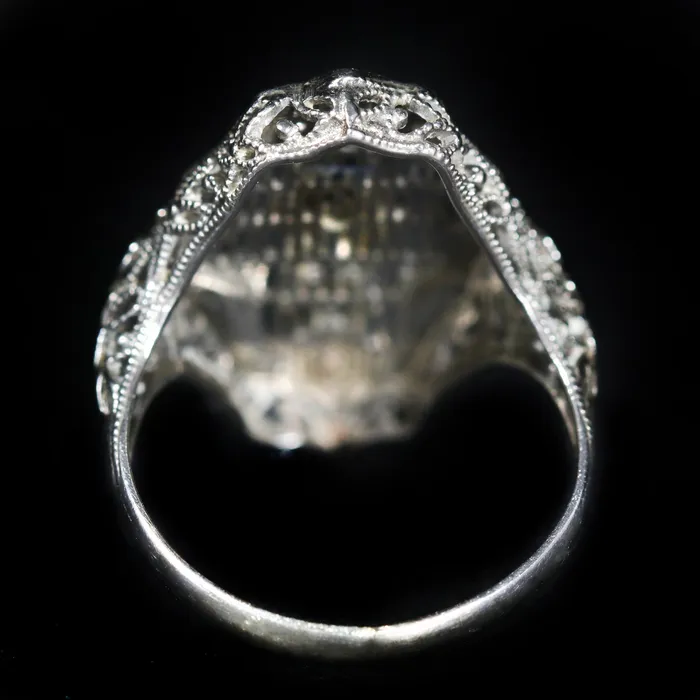 OTC Rings Art Deco 007 CTW Diamond and Sapphire Ring
