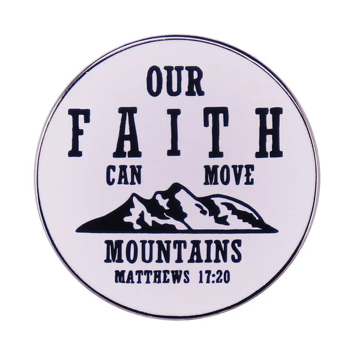 Our Faith Moves Mountains Enamel Pin Lords Guidance Rings