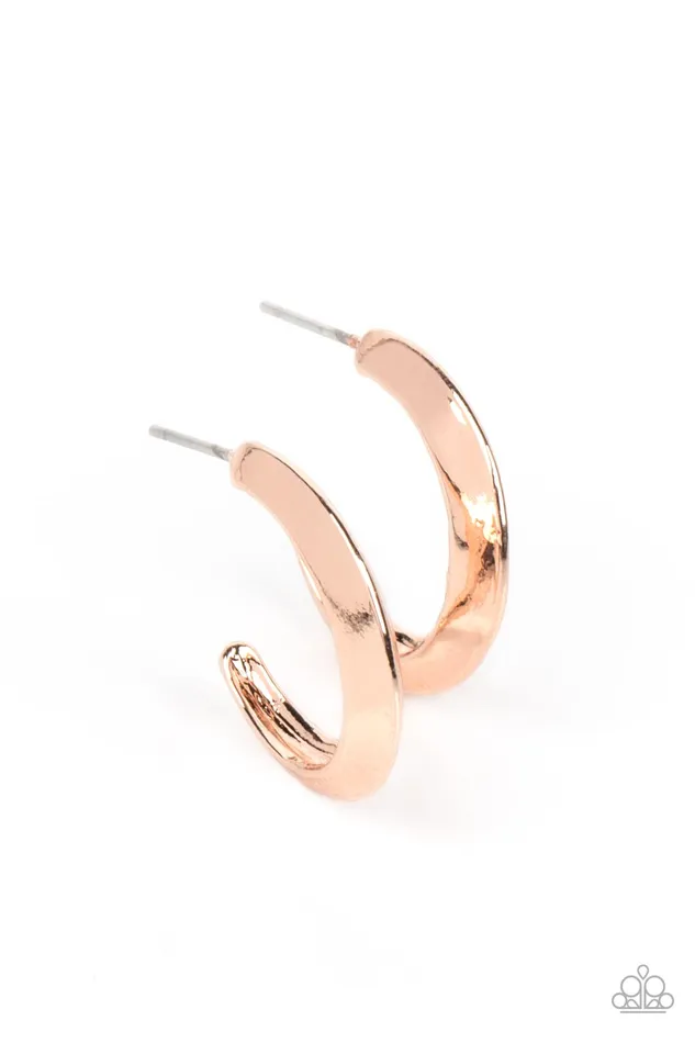 Paparazzi Accessories Earrings BEVEL Up Rose Gold