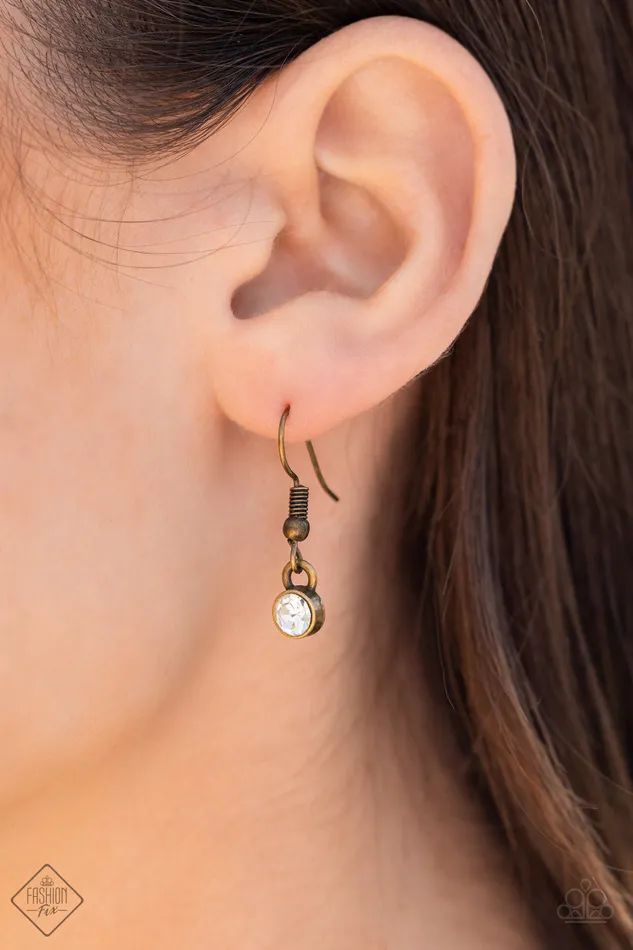 Paparazzi Accessories Earrings Major Moxie Brass