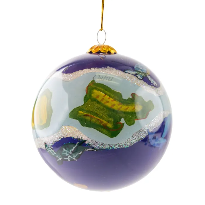 PATCHOFSHADEINC Necklaces HandPainted Hawaiian Islands Glass Christmas Ornament