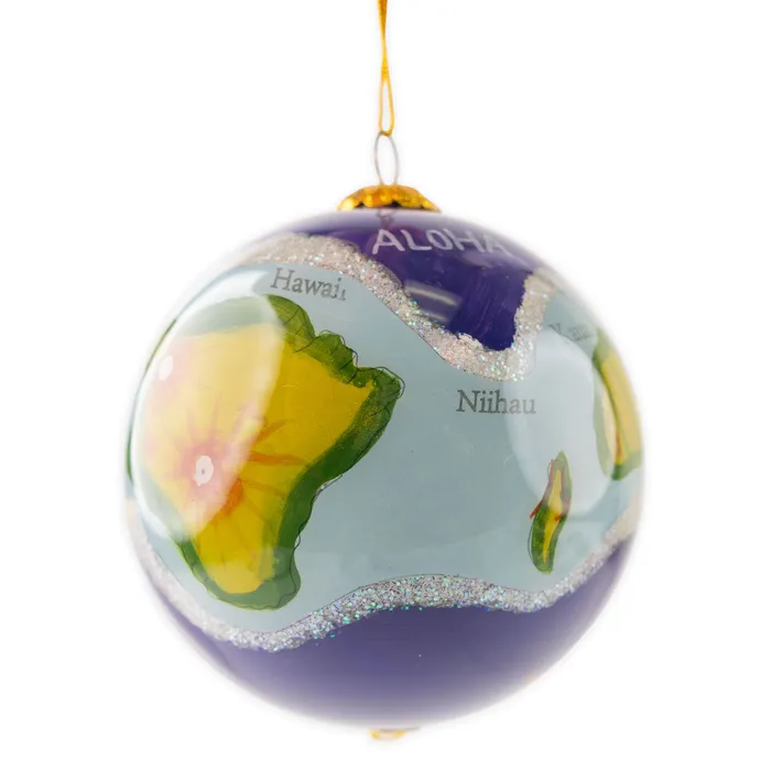 PATCHOFSHADEINC Necklaces HandPainted Hawaiian Islands Glass Christmas Ornament