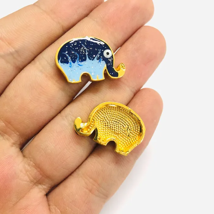 Peppy Beads 24Kt Gold Plated Enamelled Elephant Charm Earrings Peppy Beads 24Kt Gold Plated Enamelled Elephant Charm Earrings